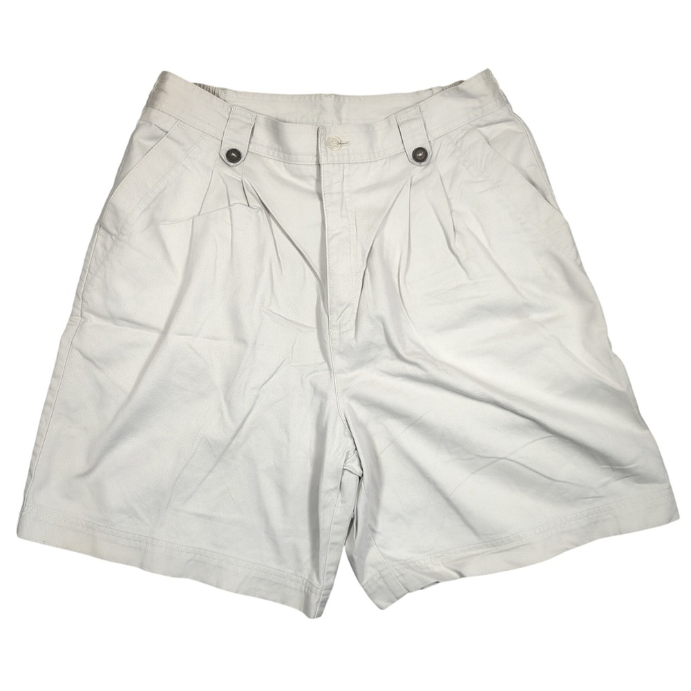 St. John's Bay Shorts Womens 12 Khaki Pleated High Rise Twill 100% Cotton